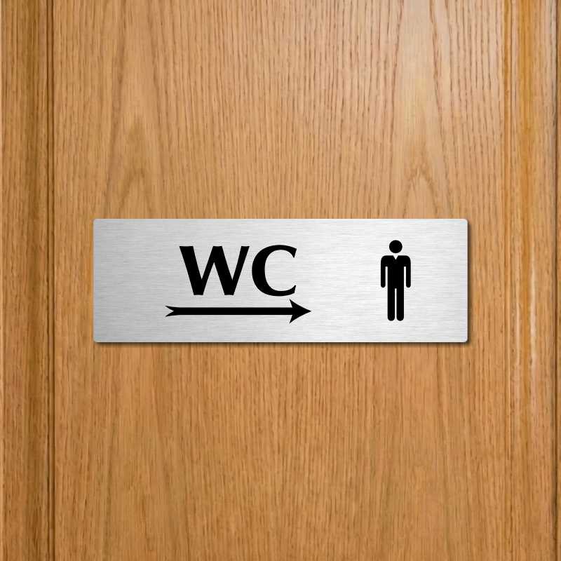 WC muži vpravo, 200x66mm, stříbrná popiska